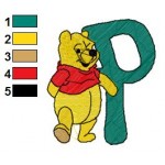 Winnie the Pooh Alphabet P Embroidery Design